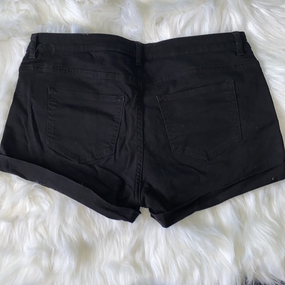 Low rise jeans shorts- Black - Picture 3 of 5